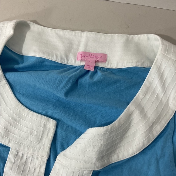 Lilly Pulitzer Blue and White Sleeveless Top Size XL - Picture 5 of 7